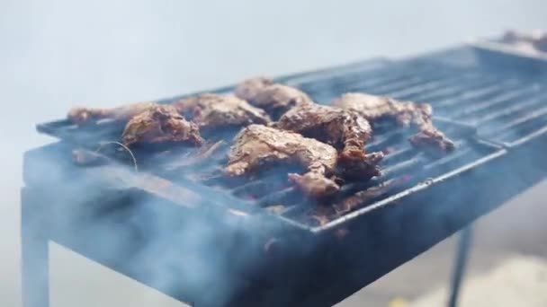 Slow Motion Scatto Venditore Strada Asiatico Che Cucina Ayam Bakar — Video Stock