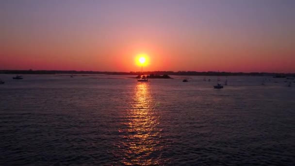 Όμορφο Ηλιοβασίλεμα Στην Παραλία Wrightsville Βόρεια Καρολίνα — Αρχείο Βίντεο
