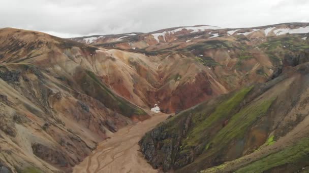 Aerial View Icelandic Highlands Laugavegur Landmannalaugar — Stock Video