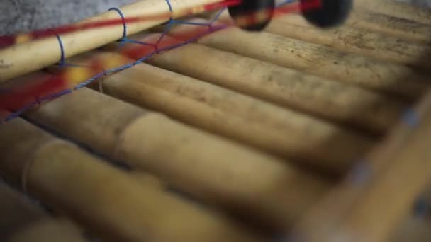 Slow Motion Handhållna Skott Någon Som Spelar Indonesisk Xylophone Detta — Stockvideo