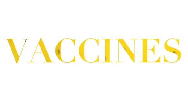疫苗文字中带有令人毛骨悚然的黑色气泡和黄色字母 — 图库视频影像