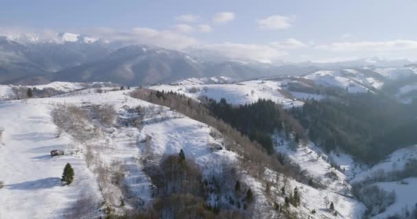Повільна Сковорода Сільських Краєвидів Румунії Взимку — стокове відео