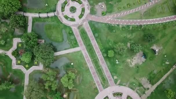 Park Gebied Rond Minare Pakistan Lahore Aerial View — Stockvideo