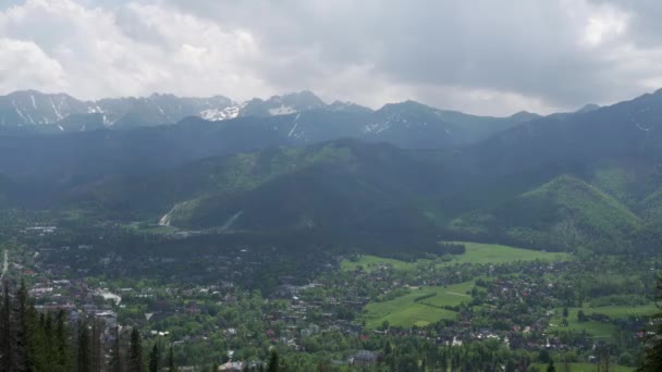 Vue Imprenable Sur Les Montagnes Tatra Ville Zakopane Pologne — Video