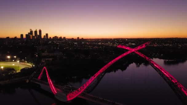 Aerial Shot Perth Skyline View Swan River Camera Going Right — Stock Video