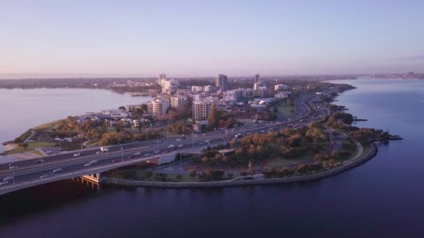 Veduta Aerea Del Quartiere South Perth Foreshore Con Movimento Circolare — Video Stock