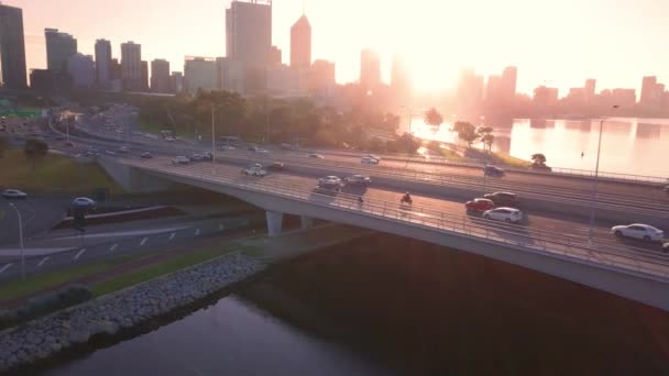 Luchtfoto Van Een Narrows Bridge Die South Perth Verbindt Met — Stockvideo