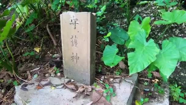 Sign Japanese Language Hiragana Panning Right Small Narrow Cave Hidden — Stock Video