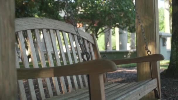 Beautifully Finished Wooden Porch Swing Park — Stock Video