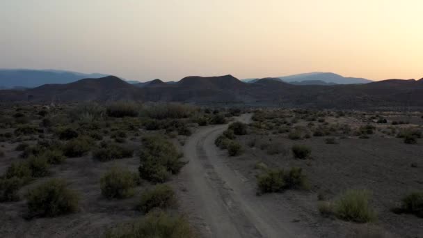 Tabernas Desert Drone Shot Mountain Landscape Almeria Spain — 图库视频影像