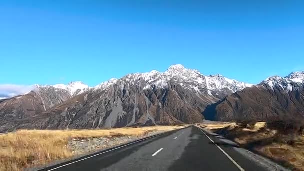 Conduire Travers Parc National Mont Cook Nouvelle Zélande Autour Période — Video