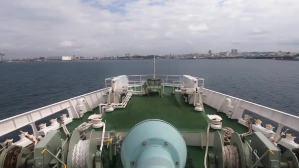 Čas Vyplutí Trajektu Plujícího Přes Záliv Přístavu Naha Okinawa Japonsko — Stock video