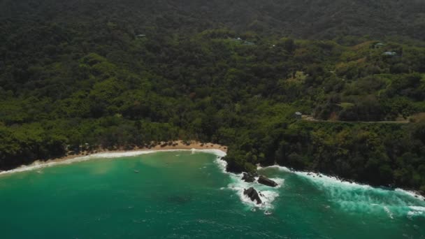 Aerial Fooatge Niesamowitej Linii Brzegowej Wyspie Tobago Anglika Bay — Wideo stockowe