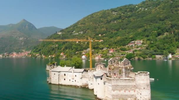 Talya Nın Lage Maggiore Şehrinde Inşaat Halindeki Bir Harabenin Havadan — Stok video