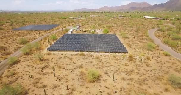 Aerea Ritirarsi Rivelare Una Serie Pannelli Solari Nel Deserto Sonoro — Video Stock