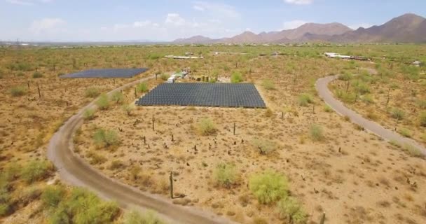 Aerial Rapid Push Array Solar Panels Sonoran Desert Taliesin West — Video Stock