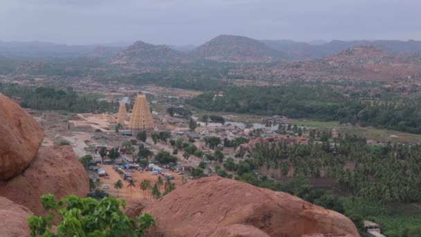 Veduta Aerea Tutta Hampi Dal Tempio Achyutaraya Tempio Virupaksha Dalla — Video Stock