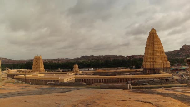 Virupaksha Templo Gopuram Desde Cima Colina Hemakuta Hampi India — Vídeo de stock