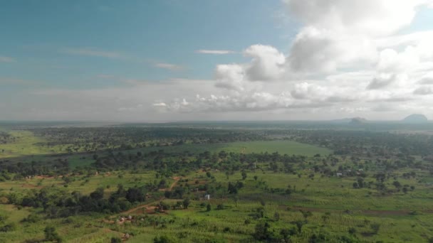 Légi Felvétel Repül Vidéki Területek Felett Kelet Uganda Afrikában Egy — Stock videók