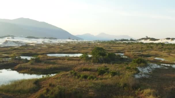 Hermosas Lagunas Atardecer Dunas Arena Praia Joaquina Ciudad Florianopolis Santa — Vídeo de stock