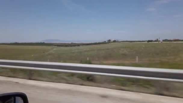 Vue Paysage Entre Fès Meknès Défilant Sur Autoroute Maroc — Video