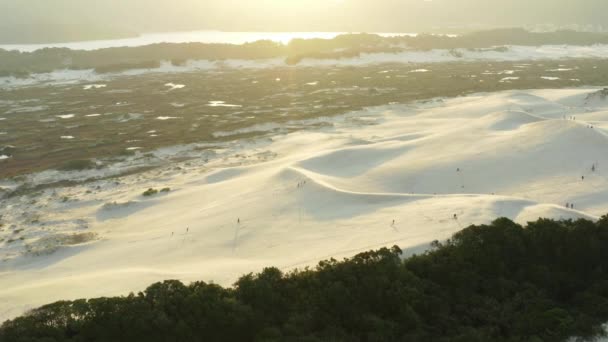 Sanddyner Solnedgång Vid Praia Joaquina Florianopolis Stad Santa Catarina Brasilien — Stockvideo