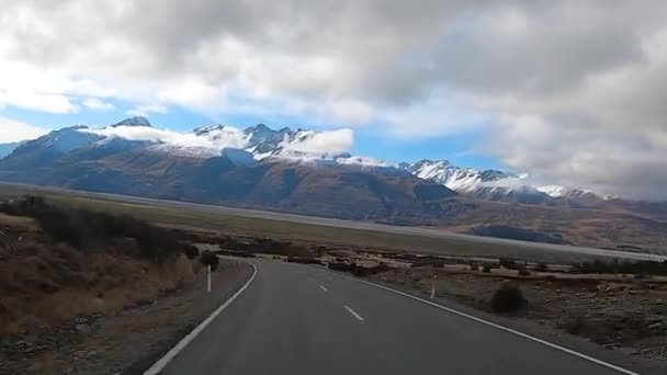 Driving Cook National Park New Zealand Winter Period — Stock Video