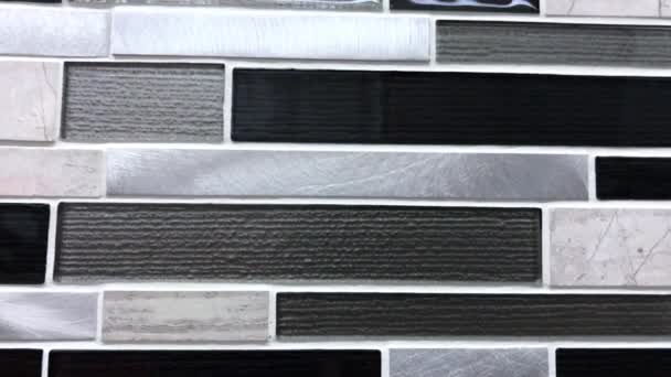 Bianco Nero Grigio Parete Decorativa Piastrelle Vetro Backsplash Moderna Soluzione — Video Stock