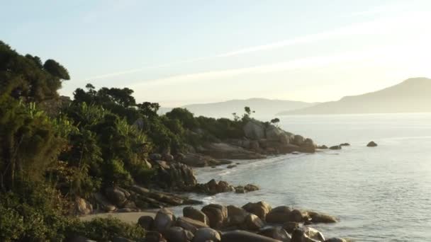 Aerial View Sea Waves Ocean Sunset Fantastic Rocky Coast Jurere — Stock videók