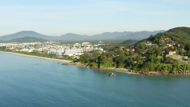 Vista Aérea Del Dron Playa Jurere Internacional Santa Catarina Brasil — Vídeo de stock