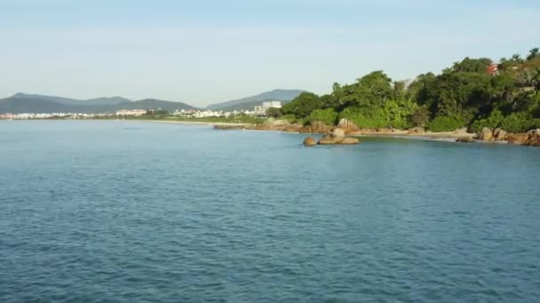 Flygdrönare Över Jurere Internacional Stranden Santa Catarina Brasilien — Stockvideo