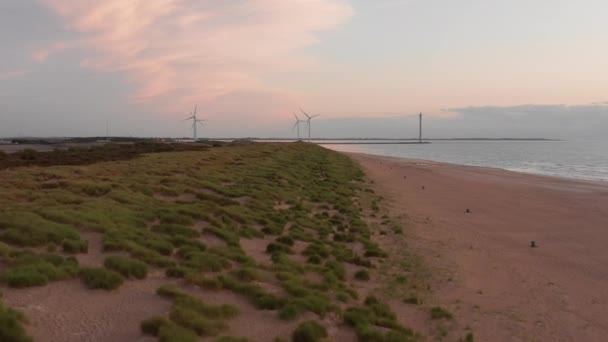 Spiaggia Dell Isola Neeltje Jans Nei Paesi Bassi Durante Tramonto — Video Stock