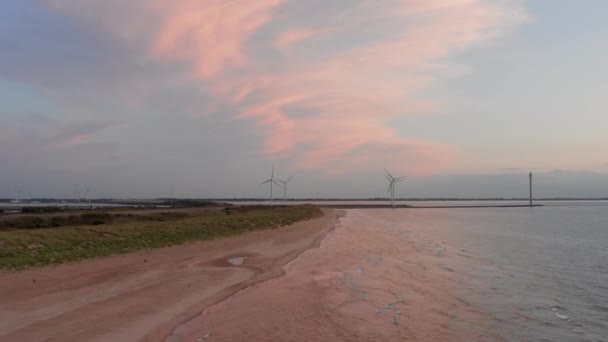 Spiaggia Dell Isola Neeltje Jans Nei Paesi Bassi Durante Tramonto — Video Stock