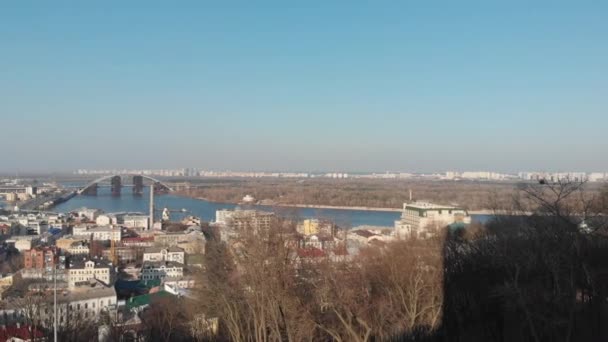 Ukrajina Kyjev Výše Centra Města Dne Noci 30Fps — Stock video