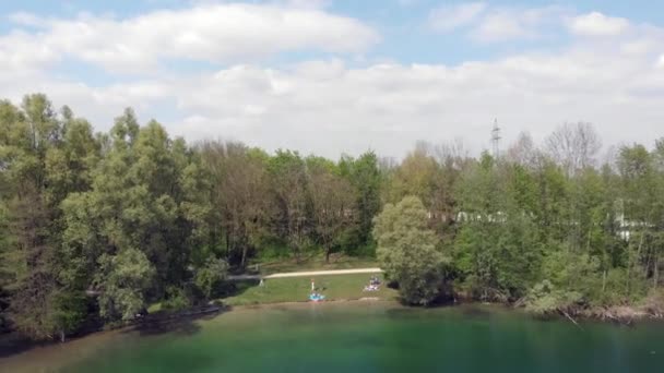 Lac Feringasee Munich Allemagne Avec Drone Fabriqué 30Fps — Video