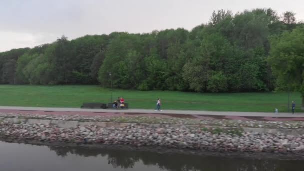 Moscou Moska River Chuch Kazan Drone Tarde — Vídeo de Stock