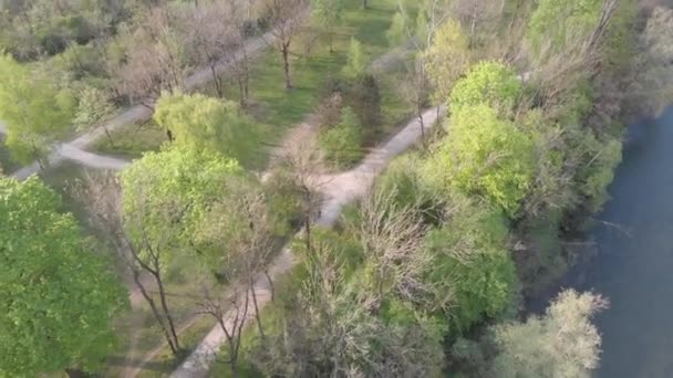 Biken Gefilmt Von Oben Mit Einer Drohne Englischen Garten München — Stockvideo