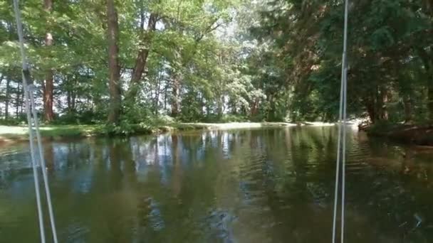 Pov Barco Caballo Través Bosques Río — Vídeos de Stock