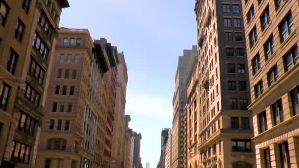 Pohled Mrakodrapy Zadní Části Horní Paluby Tour Bus New Yorku — Stock video