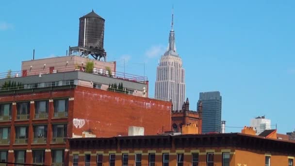 Empire State Building Kan Worden Gezien Achtergrond Van High Line — Stockvideo