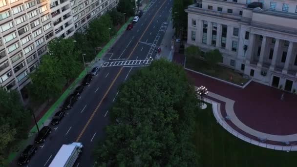 Letecké Záběry Objevují Odhalují Výhled Dlouhou Ulici Bostonu Mše — Stock video