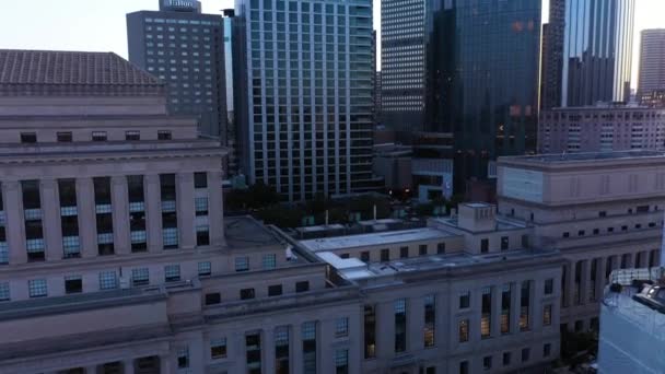 Hava Görüntüleri Gün Doğumundan Hemen Sonra Boston Daki Yüksek Binaların — Stok video