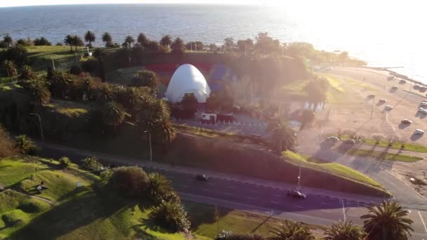 Widok Lotu Ptaka Wybrzeże Słoneczny Dzień Montevideo Urugwaj — Wideo stockowe