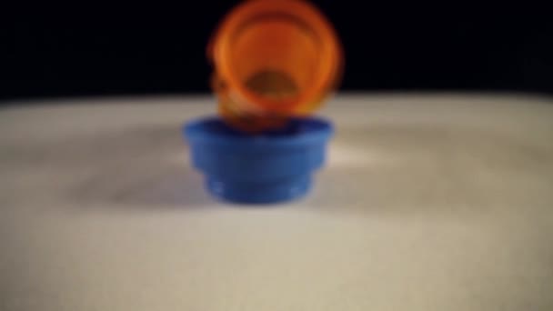 Quickly Moving Empty Bottle Cap Pushing Entire Length Prescription Pill — Stock Video