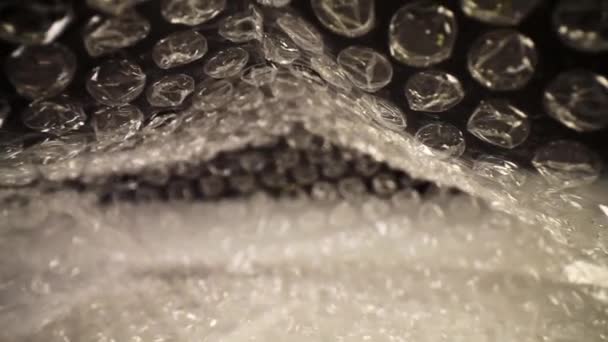 Pulling Out Bubble Wrap Bag Top Bag Flutters Slightly Focused — Stock Video