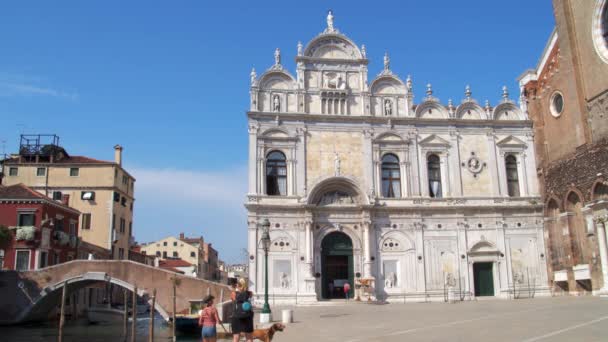 Широкий Выбор Scuola Grande San Marco Канал Венеции Италия Солнечный — стоковое видео