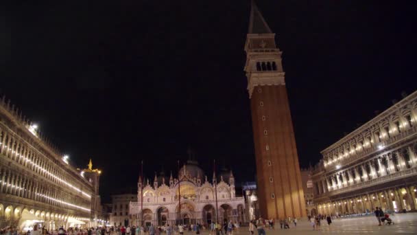 Błyskawica Nad Placem Świętego Marka Piazza San Marco Tłumem Nocy — Wideo stockowe