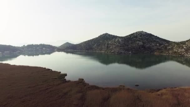 Voo Sobre Área Agrícola Delta Rio Neretva Croácia Tiro Aéreo — Vídeo de Stock