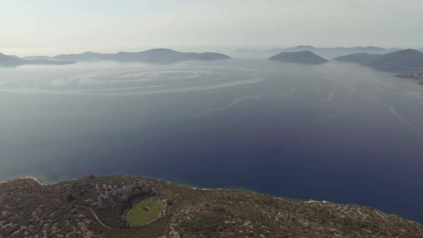 Flyg Över Öknen Öar Och Färgstarka Havet Brijuni Park Kroatien — Stockvideo