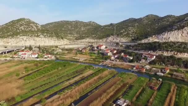 Vuelo Sobre Zona Agrícola Delta Del Río Neretva Croacia Disparo — Vídeos de Stock